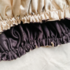Golden Mocha coffee brown and golden bonnet made from luxe charmeuse satin. Oversized design, approximately twice the size of a standard scrunchie, with a smooth, glossy finish that adds a touch of elegance to any hairstyle.