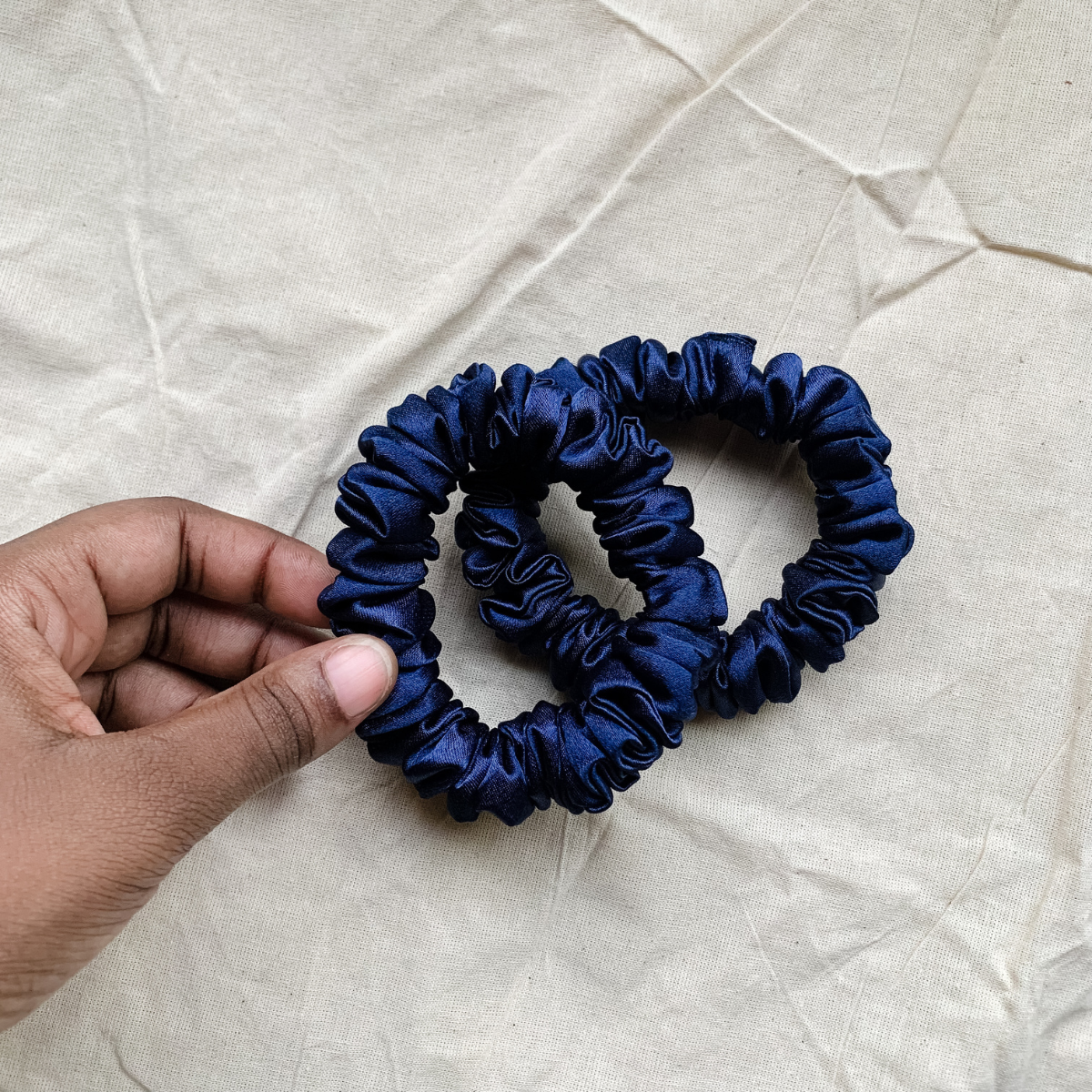 midnight tide, navy blue petite scrunchie